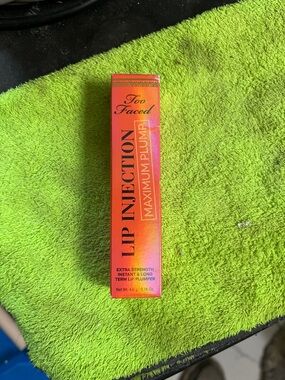 Too Faced Lip Injection Maximum Plump Cosmetic Box - Bright Orange Packaging